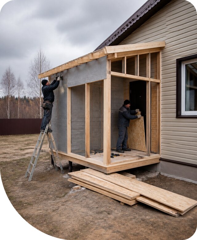 Строительство пристройки прихожей в Сестрорецке под ключ