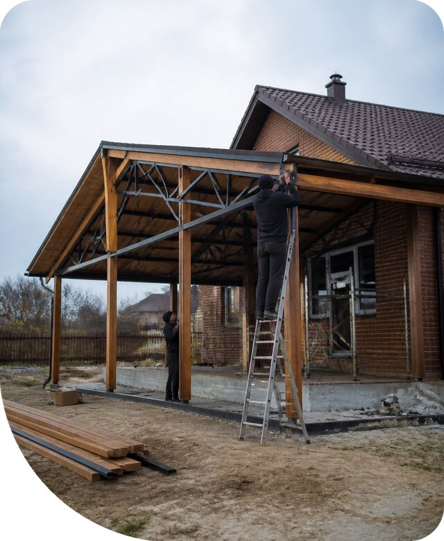 Пристройка навеса к дому и участку в Сестрорецке под ключ